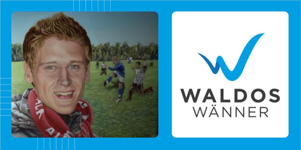 Waldos Wänners logotyp och en bild på Andreas Waldo. 