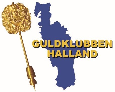 En blå illustration föreställande en karta över Halland. 