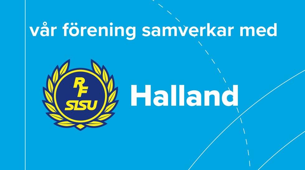 En banner som visar budskapet: Vår förening samverkar med RF-SISU Halland. 